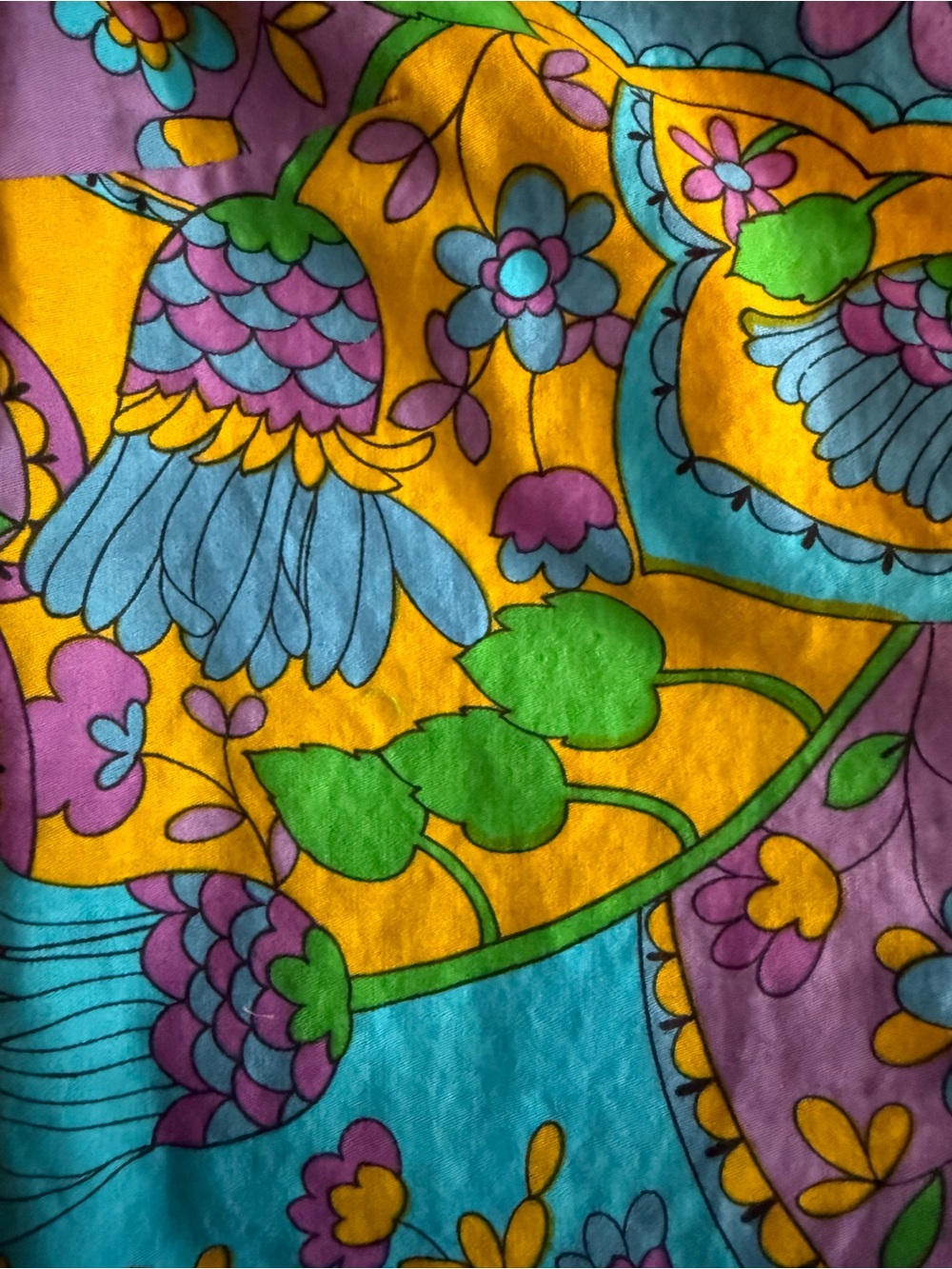 Vtg 70s Sun Fashions Of Hawaii Women’s S Flower Power Groovy Top Hippie Blouse - Picture 8 of 9